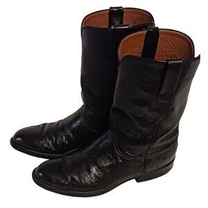 Lucchese Classics Handmade Black Leather Mens Cowboy Boots 8.5 D Vintage